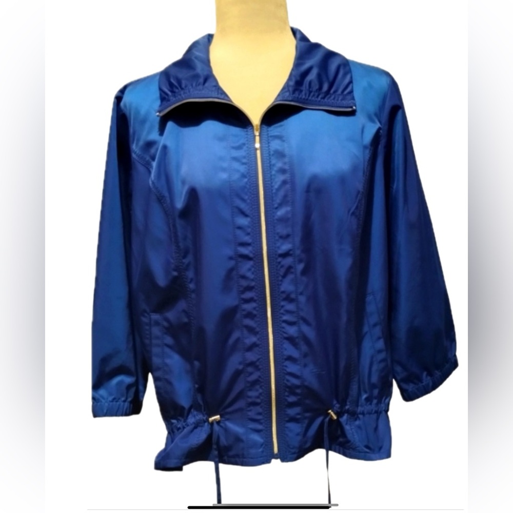 Chico's Zenergy Vibrant Blue Windbreaker Hi- Low Jacket